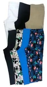 LADIES WOVEN CAPRI PANTS STYLE LMTT02C - Picture 1 of 3