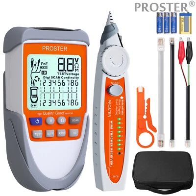 Proster LCD Kabelsucher Leitungssuchgerät POE Rj11 Rj45 Netzwerk Leitungssucher - Bild 1 von 4