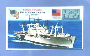 USS DURHAM LKA-114 US Navy Vietnam War Cargo Ships Color Photo Flag First Day PM - Picture 1 of 1