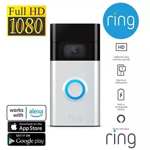 Ring Video Doorbell 2nd Ge 1080P HD Motion Activated Alerts Night V Satin Nickel - Picture 1 of 11