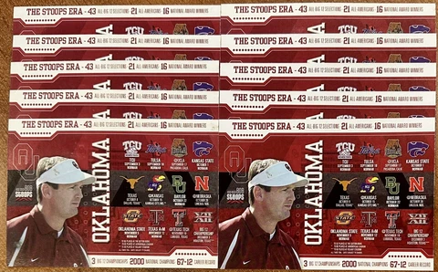 LOT of 10 OKLAHOMA SOONERS 2005 Pocket Schedules..BOB STOOPS Cover