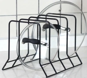 Kitchen Bakeware Pot Lid Rack Holder Organizer Kitchen Cabinets Pantry Black - Picture 1 of 3