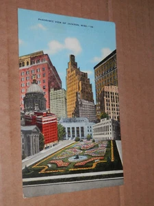 JACKSON MISSISSIPPI - 1950 USED POSTCARD - PANORAMIC VIEW - DOWNTOWN - Picture 1 of 2