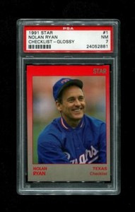 1991 NOLAN RYAN STAR #1 CHECKLIST GLOSSY PSA 7