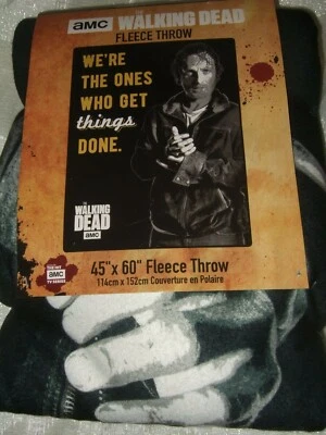 The Walking Dead 1 Zombies Rick Grimes Sherpa Plush Fleece Throw Blanket AMC TWD - Image 1 of 4