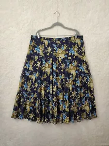 Linea Women Skirt Extra Large Blue Floral 100% Polyester Pull On Ruffle Mini Fit - Picture 1 of 17