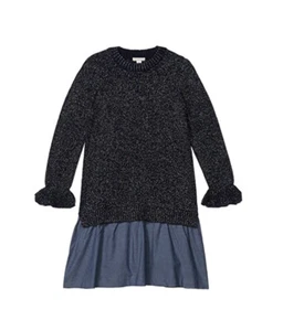 NWT CREWCUTS Girls Lurex Metallic Sweater Chambray Dress Sz 10 - Picture 1 of 4