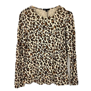 Gibson Women's Leopard Print Top Long Sleeve Crewneck NWT Size M - Picture 1 of 7