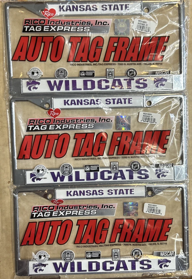 (3)Kansas State Wildcats Metal License Plate Frame Officially Licensed Car Truck - Image 1 of 1