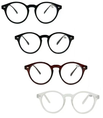 FADS & FASHIONS Klassische stilvolle Retro Rundes Gestell Mode Lesebrille in 4 Farben TN38