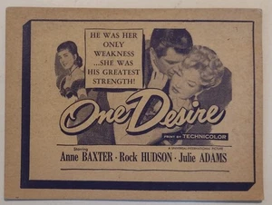 Vintage Window/Lobby Display Card One Desire Anne Baxter Rock Hudson Julie Adams - Picture 1 of 3