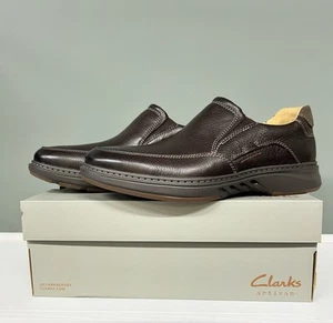 12W Clarks Hombre Un Briley Paso Cuero Caoba Sin Cordones 26179985 Ancho - Imagen 1 de 7