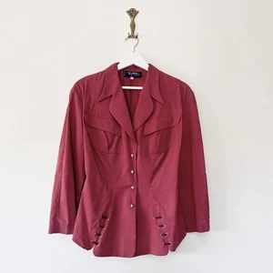 Thierry Mugler Baumwolle Blazer Jacke Gr. 44 UK M Burgund Korsett Rücken 1990er Y2K - Bild 1 von 11