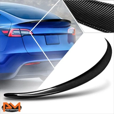 Alerón de tapa de maletero trasero estilo OE de fibra de carbono para Tesla Y 20-24 Foto 1 de 4
