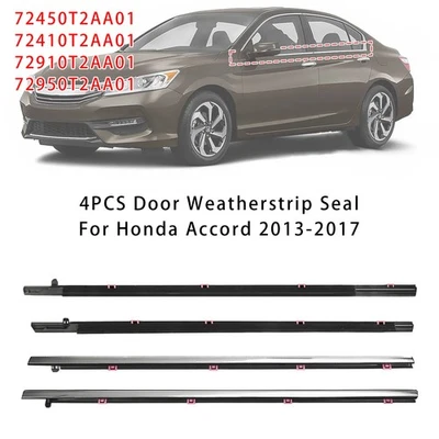 4PCS Door Weatherstrip Seal For Honda Accord 2013-2017 - Image 1 of 4