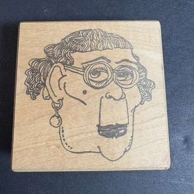 Stampa Barbara Quirky Bizarre Woman Glasses Earrings Lady Rubber Stamp - Image 1 of 4