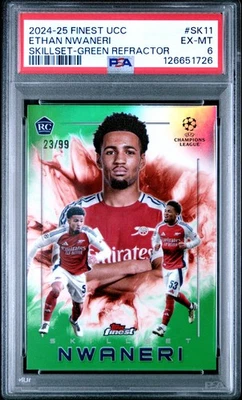 2024-25 TOPPS FINEST UEFA CLUB COMPETITIONS SKILLSET ETHAN NWANERI RC /99 PSA 6 - Image 1 of 2