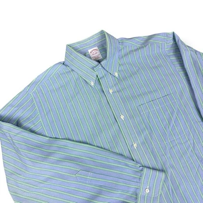 Brooks Brothers Traditional Fit Non-Iron Button Down Shirt 16-34 Blue Green - Image 1 of 4