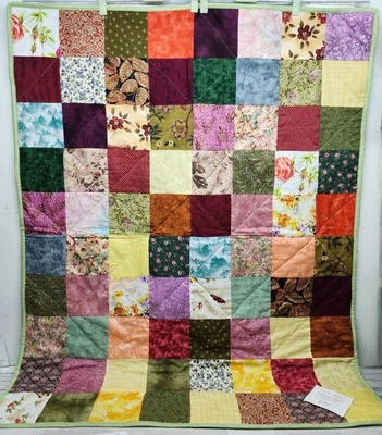 Edredón Bebé Hecho a Mano Retazos Cuna Tiempo de Juego 48" x 40" Nuevo Reversible Floral  Foto 1 de 4