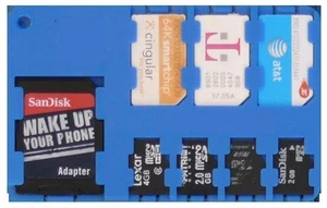 Blue Multi SIM/ Micro SD Card Holder Storage Case - Picture 1 of 3