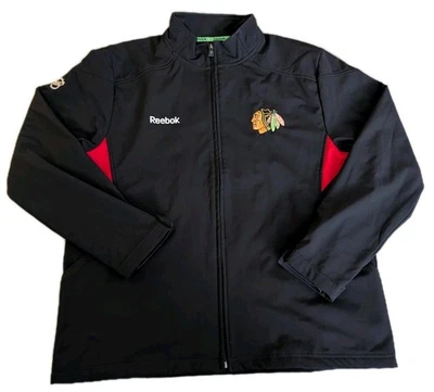 Куртка Chicago Blackhawks Reebok Center Ice L NHL мягкая подкладка на молнии черная с логотипом - Изображение 1 из 4