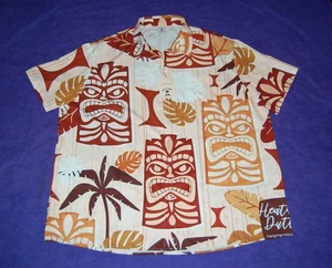 ALOHA BRAND HAWAIIAN BUTTON FRONT SHIRT WITH A GREAT TIKI PRINT MARKED SIZE 5XL - Picture 1 of 7