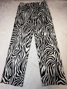 NWT WAYF Brown White Zebra Print Pants Size Small Wide Leg Medium - Picture 1 of 4