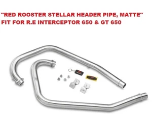 RED ROOSTER STELLAR HEADER PIPE, MATTE FIT FOR R.E INTERCEPTOR 650 & GT 650 - Picture 1 of 3