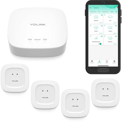 YoLink Smart Home Kit Hub & 4 Water Leak Sensors Alexa & IFTTT Compatible - Image 1 of 4