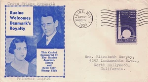 1939 Racine, Wisconsin Cover with a Visit by Denmark's Royalty Photo Cachet - Picture 1 of 1