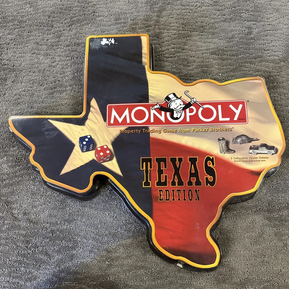 Monopoly TEXAS STATE SHAPED Edition 1999 Sealed Pieces Unused - Image 1 of 4