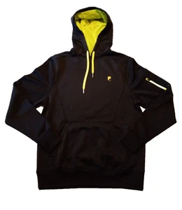 Herren Fila Sport Pop Schwarz Kängurutasche Mikrofaser Body Mesh Kapuze Hoodie Gr. S - Bild 1 von 6