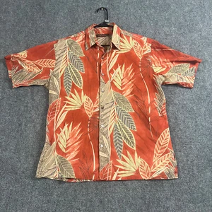 Tori Richard Herren Hawaiihemd Medium Baumwolle Rasen Blumen Orange - Bild 1 von 11