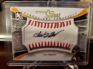 2011 ITG Heroes and Prospects Between the Seams Red Stitch /30 Luis Heredia Auto