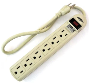 6 Outlet Surge Protection POWER STRIP 6' ft Cord Lighted Circuit Breaker Switch - Picture 1 of 7