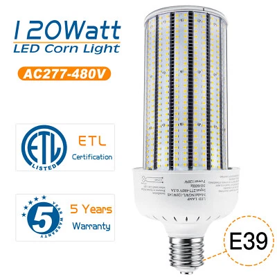 480V LED Corn Cob Light Bulb 120W Equiv 400W HPS/MH Warehouse Factory Lamp 6000K - Image 1 of 4