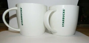 Pair (2) Starbucks White with Green Vertical Logo Coffee Cups 14 oz 2015 - Picture 1 of 3