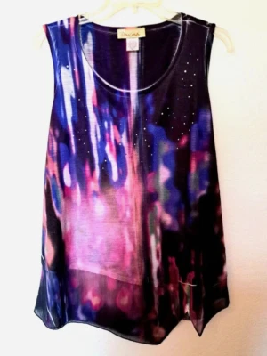 无袖上衣 XL 码背心 MULITCOLOR STUD ACCENTS DAVINA 女式全新 — 第 1/4 张图片