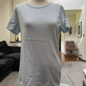Lands End Shaped Fit Short Sleeve Blue T Shirt Size Medium 10 - 12 New - Picture 1 of 7