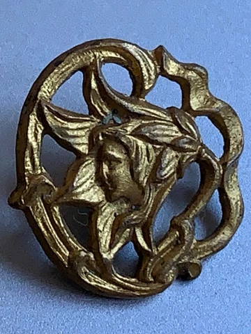 Three Rare Antique French Art Nouveau Buttons - A ladies face in a Flower 1/4" Cover