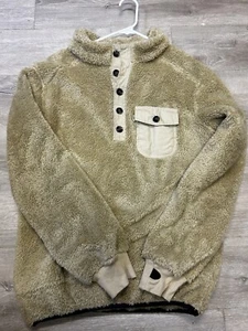 Buffalo Jackson Trading Kodiak Fleece Pullover S - Tan Brown Sherpa Gorpcore - Picture 1 of 6