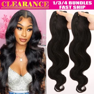 BODY WAVE 4Bundles Weft Brazilian Indian8A Virgin Human Hair Extensions Weave US - Picture 1 of 11
