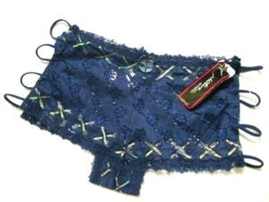 X0212 Native NEW Navy Floral Embroidered Net Side Open Window Hipster Boyshort S - Picture 1 of 5
