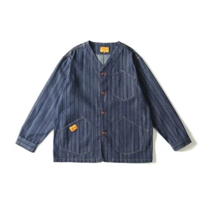 Retro Japanese Amekaji Style Button Up L/S Striped Baseball Jersey Shirt Jacket - Picture 1 of 18