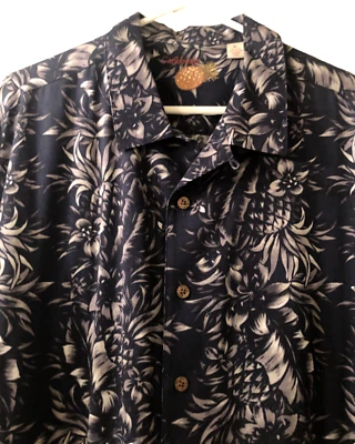 Camisa havaiana vintage década de 1990 abacaxi caribenho GG masculina seda e algodão 2472 - Imagem 1 de 4