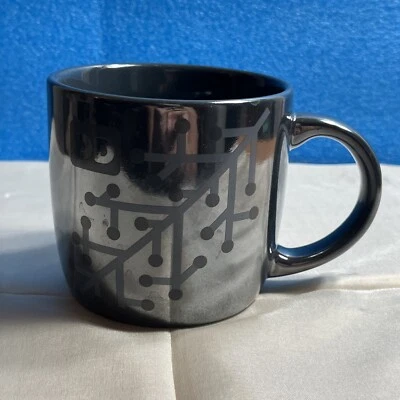 Dunkin Donuts Mug Iridescent Pearl Blue Gray 2014 Winter Holly  Branch - Image 1 of 4