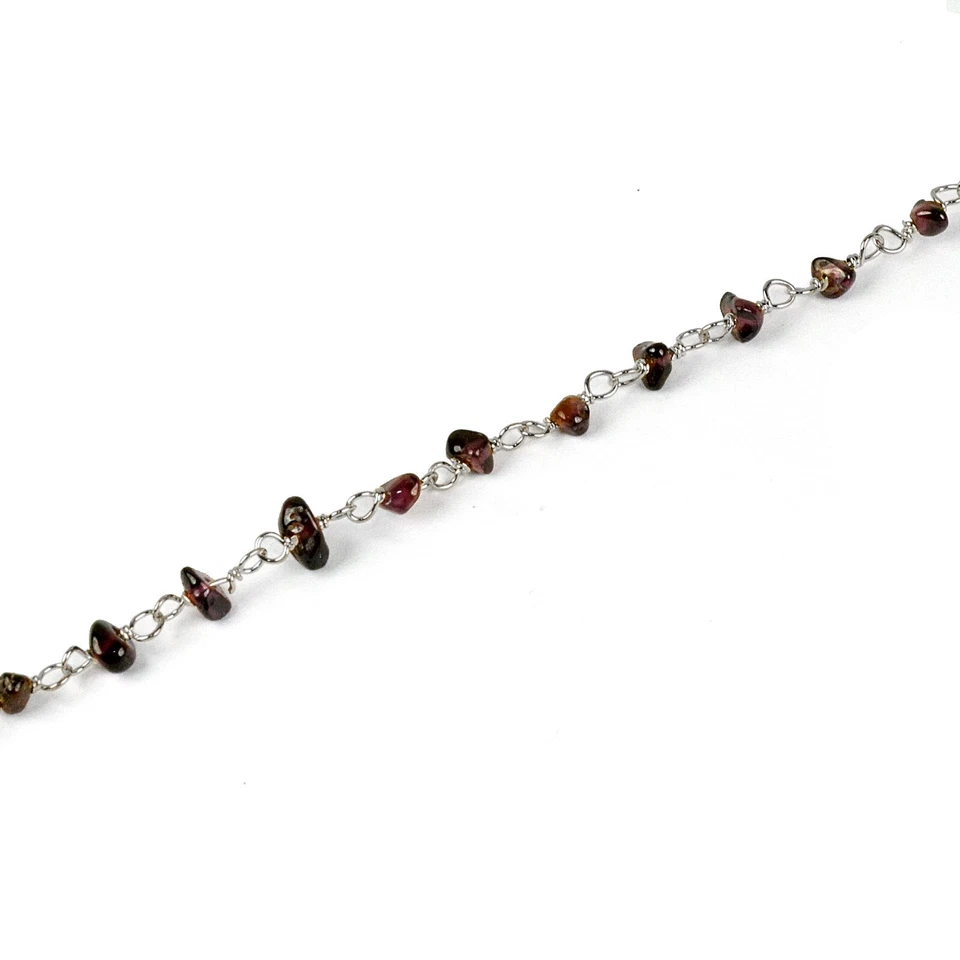 Cadenas de rosario naturales de granate rojo sin cortar envueltas en alambre joyería hágalo usted mismo 3 pies Foto 1 de 4