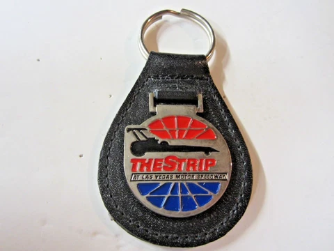 NHRA Original The Strip at Las Vegas Speedway Metal Medallion/Leather Key Chain Cover