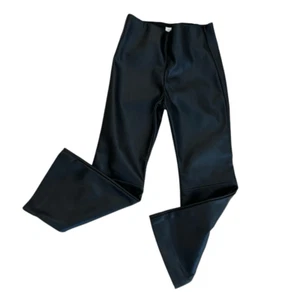 Zara Faux Leather Black Flared Bottom Pants Girls Size 7 - Picture 1 of 9