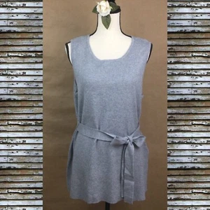 Adyson Parker Women’s Sleeveless Knit Pullover Sweater Top Grey Belted Sz XL New - Picture 1 of 7